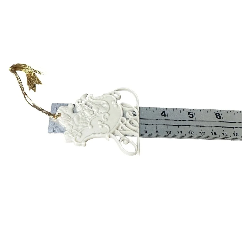 Lenox Porcelain Christmas Ornaments Set Noel Sleigh and Snowflake White Glazed